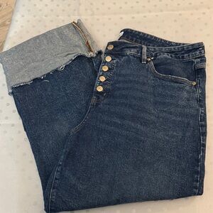 Ava & Viv Dark Blue Jeans with Button Fly and Cuffs